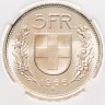 Купить Швейцария 5 франков (francs) 1966 В в слабе ННР MS64