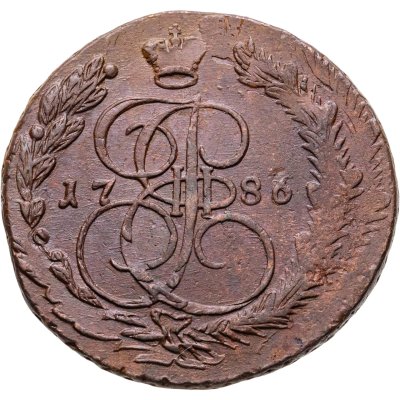 купить 5 копеек 1786 ЕМ двойной удар