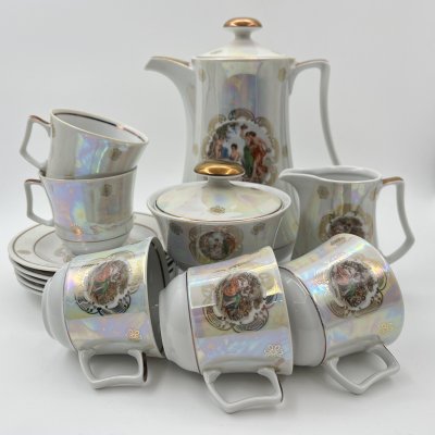 купить Сервиз кофейный "Мадонна" на 5 персон (13 предметов), фарфор, люстр, деколь, Graf Von Henneberg Porzellan, 1777 Jlmenau, Германия, 1977-1990 гг.