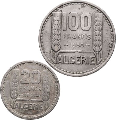 купить Алжир набор 20 и 100 франков (francs) 1949-1950