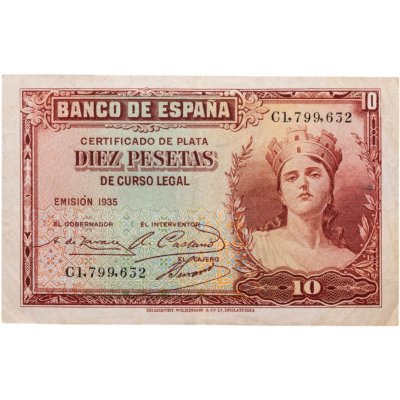 купить Испания 10 песет 1935 (Pick 86a)