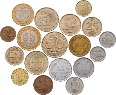 купить Турция набор 18 монет (от 5 курушей до 50.000 лир) 1958-2009 гг