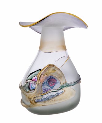 Купить Ваза необычной формы с рельефным декором для цветов, стекло, фирма "JonArt",  Западная Европа, 2010-2015 гг.