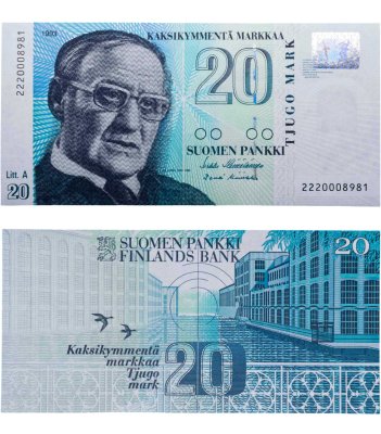 купить Финляндия 20 марок 1993 год Литера А (Pick 123(6)