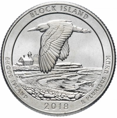 купить США 1/4 доллара (квотер, 25 центов) 2018 P "Национальные парки - остров Блок (45-й парк)"
