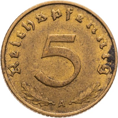 купить Германия (Третий рейх) 5 рейхспфеннигов (reichspfennig) 1937, Знак монетного двора "A"