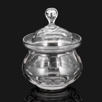 купить Сахарница, украшенная декором в виде линз на тулове и крышке, Moser (?), хрусталь, резьба, 1900-1930 гг.